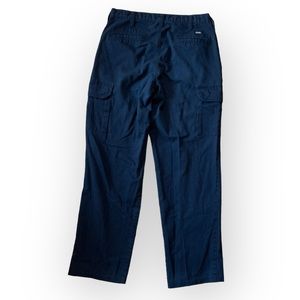 Cintas comfort stretch navy blue cargo pants side pockets with snap closure 32”